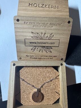 HOLZKERN WALNUT Wood/ Platinum plated Silver Pendant Necklace - Brown